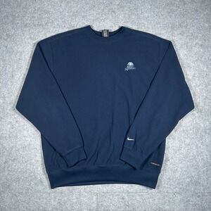 Nike pullover sweatshirt Mens Large Navy Blue therma-fit Fleece Crewneck NBC